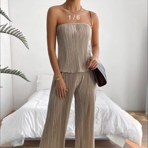 Shein Plisse Tube Top & Pant Set
